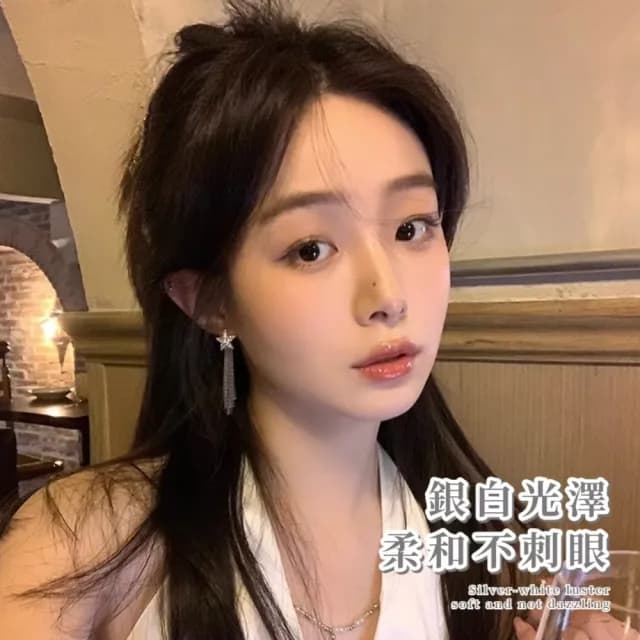 【禮服穿搭】摩登閃爍銀河流星耳掛耳夾(無耳洞 耳夾式耳環 耳飾 長鍊 垂墜 聚餐 舞會 氣質 銀色)