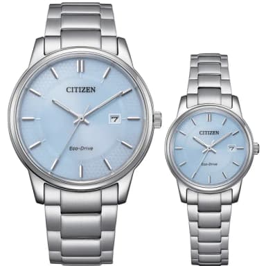 【CITIZEN 星辰】冰河藍 光動能情侶手錶 對錶 男錶 畢業 禮物(BM6978-77L+EW2318-73L)
