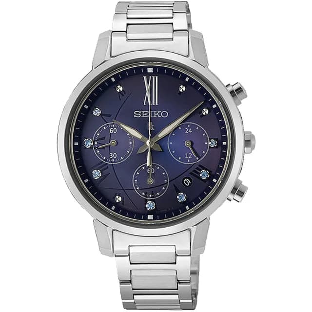 【SEIKO 精工】LUKIA 王淨推薦款 太陽能三眼計時女錶 手錶 送禮 推薦(SSC921J1/V175-0FC0B)