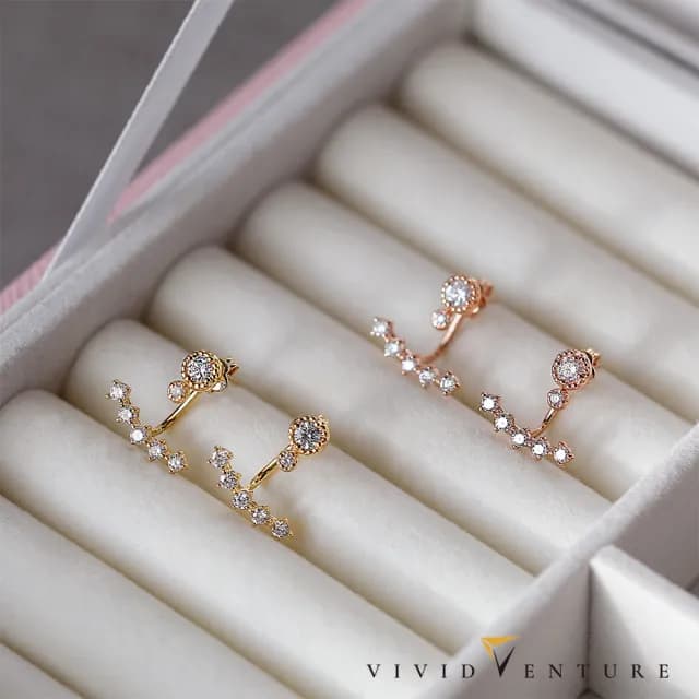 【Vividventure 亞帝芬奇】14K 55分 天然鑽石 鑽石 耳環 延長音(玫瑰金/黃K金/任選/兩用)