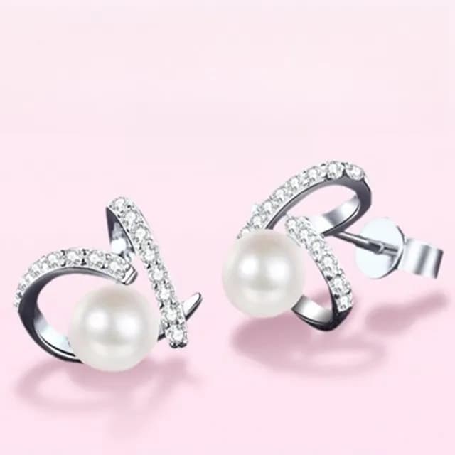 【LEESA】愛心耳環\淡水珍珠\S925\耳釘\耳飾\高級感\百搭\飾品\耳環\純銀耳環\女生耳環\莫