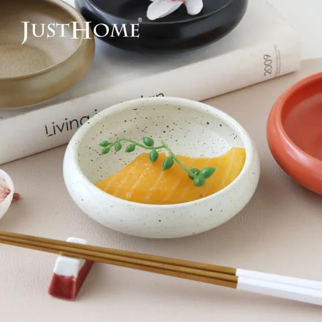 【Just Home】日式古樸窯燒陶瓷4.5吋深盤4件組(可微波 碗 盤 餐具 深盤 小菜碟)