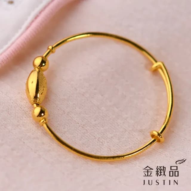 【金緻品】黃金兒禮 聰明伶俐 黃金手環 1.02錢(純金兒禮 純金手鐲 彌月禮盒 童鐲 刻花 小孩金飾 新生兒)
