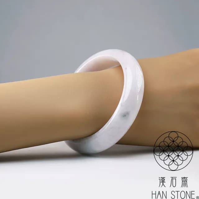 【漢石齋】情人節禮物 天然翡翠A貨 手鐲玉鐲 紫羅蘭種飄花(手圍18.5/版寬15.8mm)
