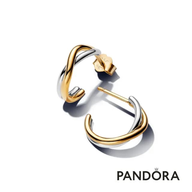 【Pandora 官方直營】自然流線雙色交織耳環