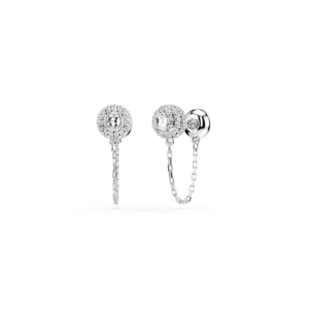 【SWAROVSKI 施華洛世奇】Una Angelic 水滴形耳環 圓形切割 白色 鍍白金色