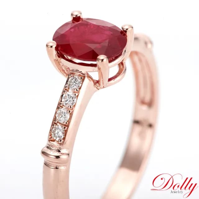 【DOLLY】1克拉 GRS無燒緬甸紅寶石18K金鑽石戒指-015(母親節 情人節 交換禮物首選)