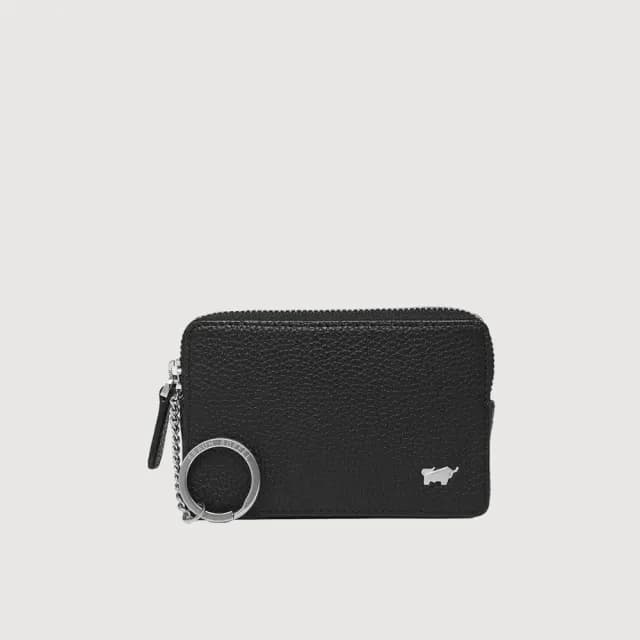 【BRAUN BUFFEL 德國小金牛】台灣總代理 諾瓦-A 拉鍊零錢包-黑色(88父親節禮物 男包皮夾/BF564-163-BK)