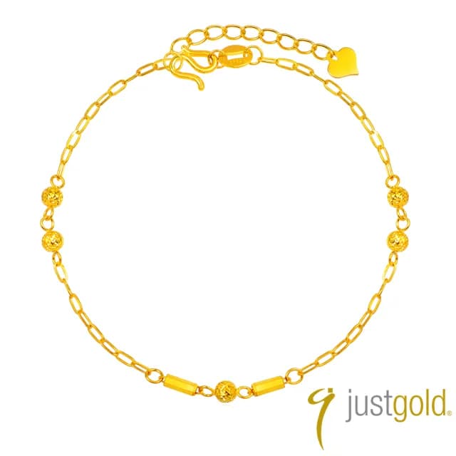 【Just Gold 鎮金店】簡約幾何 黃金手鍊(網路限定)