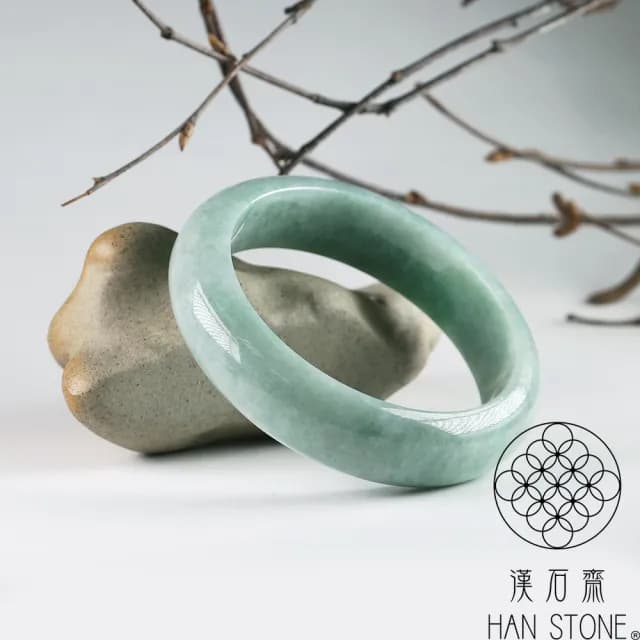 【漢石齋】情人節禮物 天然翡翠A貨 手鐲玉鐲 飄花種(手圍18.4/版寬16.3mm)