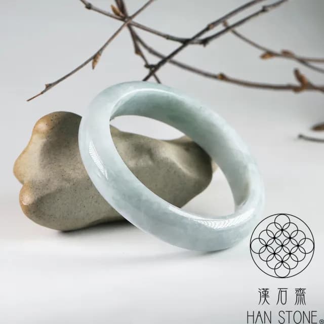 【漢石齋】情人節禮物 天然翡翠A貨 手鐲玉鐲 飄花種(手圍18.6/版寬14.8mm)