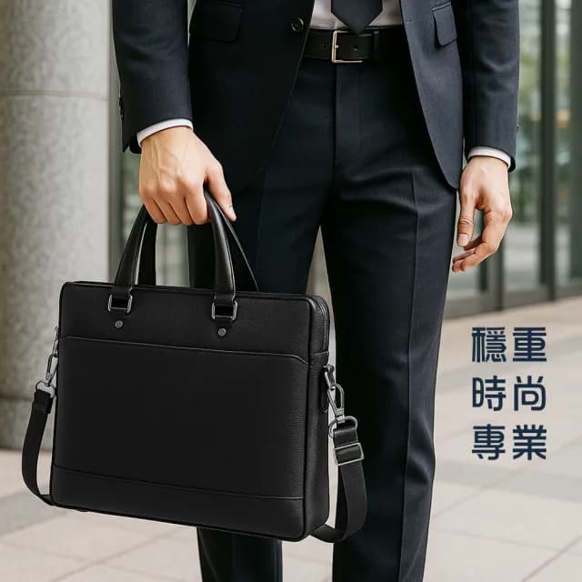 【BONum 博紐】父親節禮物 高階穩重男士大容量真皮商務筆電公事包(真皮包包 真皮 公事包 型男 老公 主管 業