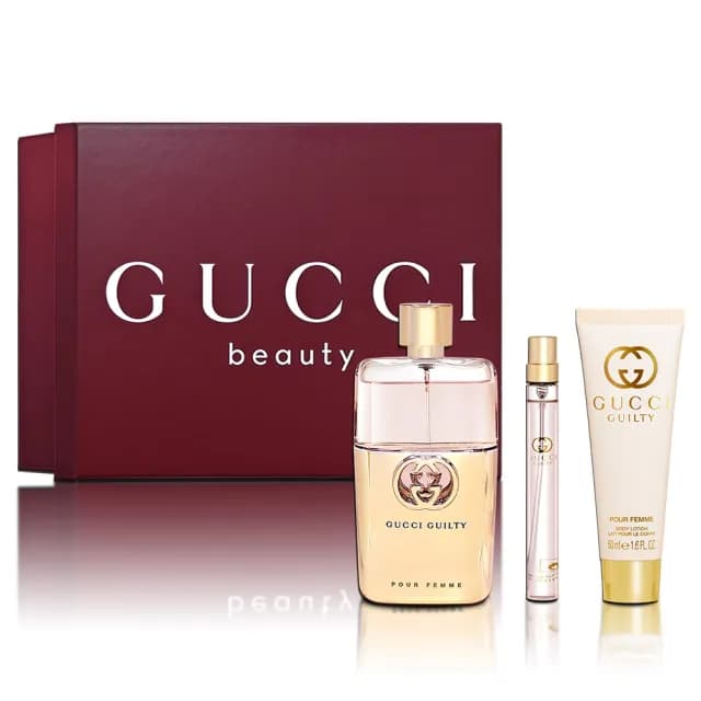 【GUCCI 古馳】罪愛甄選女性香氛禮盒-淡香精90ML+隨身瓶10ML+身體乳50ML(專櫃公司貨)