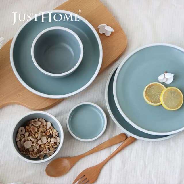【Just Home】霧感系陶瓷碗盤6件組-3色可選(可微波 碗 盤 餐具 碗盤 湯盤)
