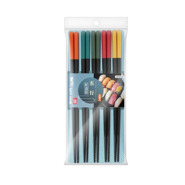 【UdiLife】樂司廚品 五行好食筷 5雙入/組(多色/筷子/餐具/露營/環保/洗碗機烘碗機適用)