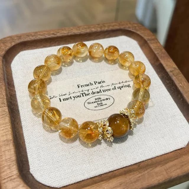 【KT DADA】招財手鍊 能量水晶 虎眼石手鍊 天然水晶 開運手串 串珠手鍊 手串 禮物 本命年 黃塔金 天然石