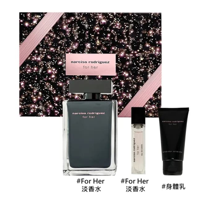 【NARCISO RODRIGUEZ】for her 同名淡香水禮盒(淡香水/身體乳 國際航空版)
