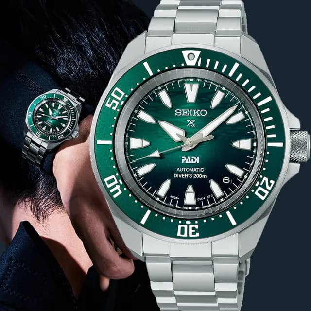 【SEIKO 精工】PROSPEX PADI特別款 綠色海洋200米潛水機械錶-41.7mm 七夕 情人節禮物(SRPL53K1/4R35-06K0G)