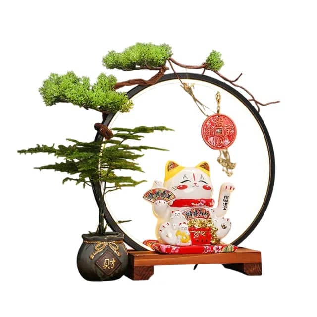 【Naturer 造物家】招財貓 八方來財(玄關擺件 客廳擺飾 迎客松 搖手招財貓 店鋪前臺擺件 開業喬遷贈禮)