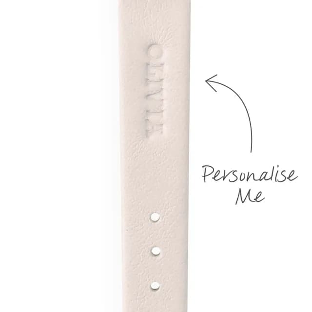 【Olivia Burton】Abstract Florals系列-玫瑰金殼白色抽象花卉面嫣白色皮帶腕錶(OB16VM12)