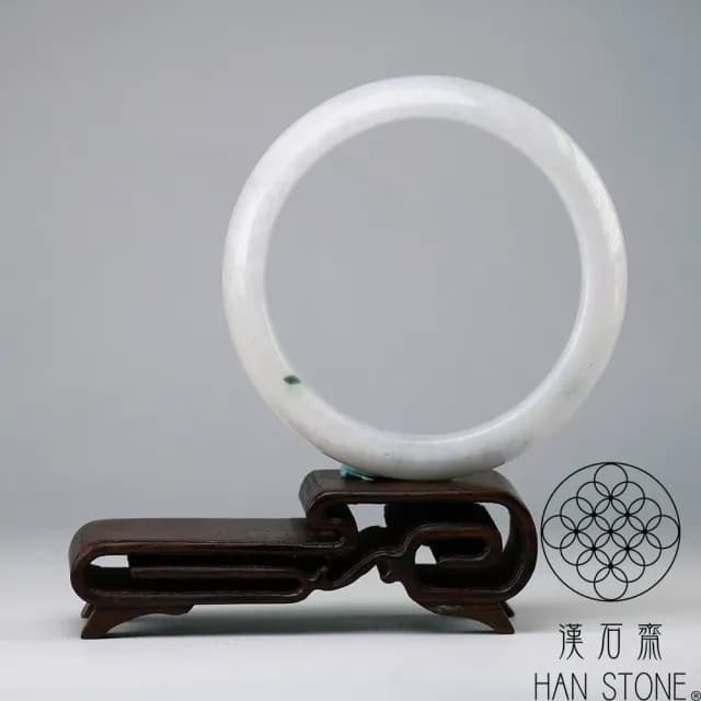 【漢石齋】情人節禮物 天然翡翠A貨 手鐲玉鐲 飄花種 福 利 品(手圍17.8/版寬14.1mm)