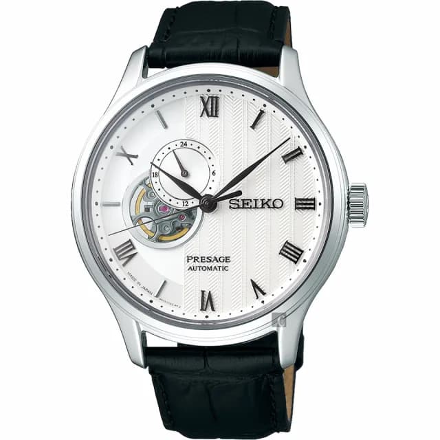 【SEIKO 精工】Presage 開芯羅馬小鏤空機械錶-41.8mm 七夕 情人節禮物(4R39-00W0P SSA379J1)