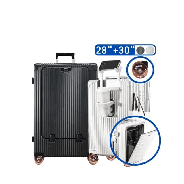 【Arlink】水晶輪 28吋+30吋 行李箱前開式 拉桿行李箱(前開式行李箱28吋/30吋前開行李箱/行李套)