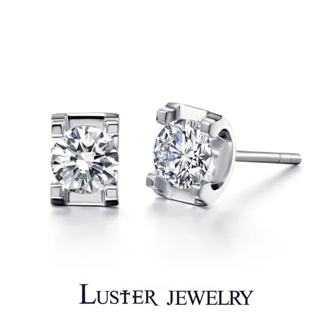 【Luster】熱賣99!30分 D VS 培育鑽 純銀 鑽石耳環(培育鑽石X2總重0.60ct)