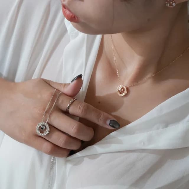 【Porabella】新款925純銀情侶項鍊 十字轉運珠項鍊 幾何字母吊墜 中性小眾ins風 情人節禮物Necklace