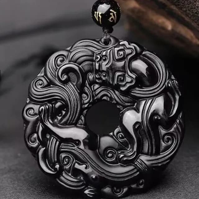 【Penny珮妮】黑曜石草龍貔貅平安扣六字箴言項鍊(母親節 送女友 情人節 生日 交換禮物 尾牙 新年 結婚)