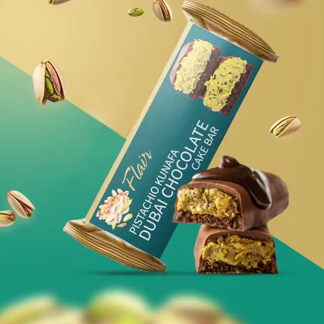 【Flair】杜拜巧克力蛋糕 開心果 28g(蛋糕 甜點 原裝進口 杜拜巧克力)