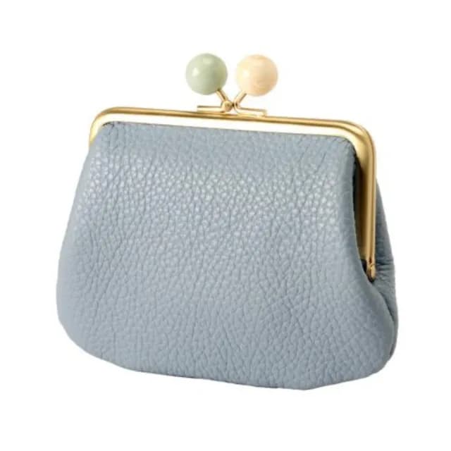 【TOYOOKA KABAN 豐岡鞄】雙11 itten-itten 搭扣迷你錢包 淡藍色(日本製 真皮 口金包 零錢包)