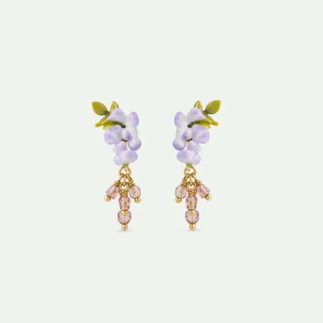 【Les Nereides】夢回蒙馬特-紫藤花垂墜水晶耳環