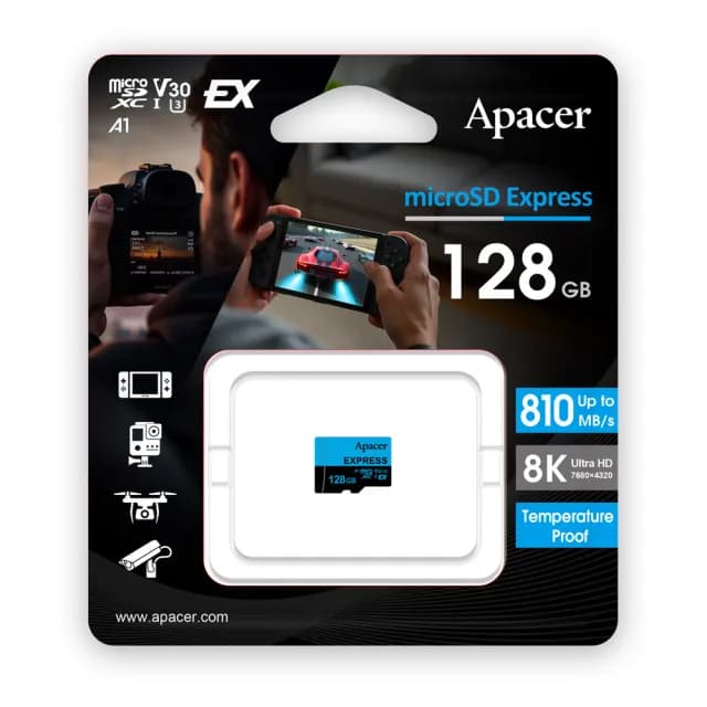 【Apacer 宇瞻】128GB MicroSDXC Express U3 V30 A1高效記憶卡 藍(810MB/s) Switch2可用