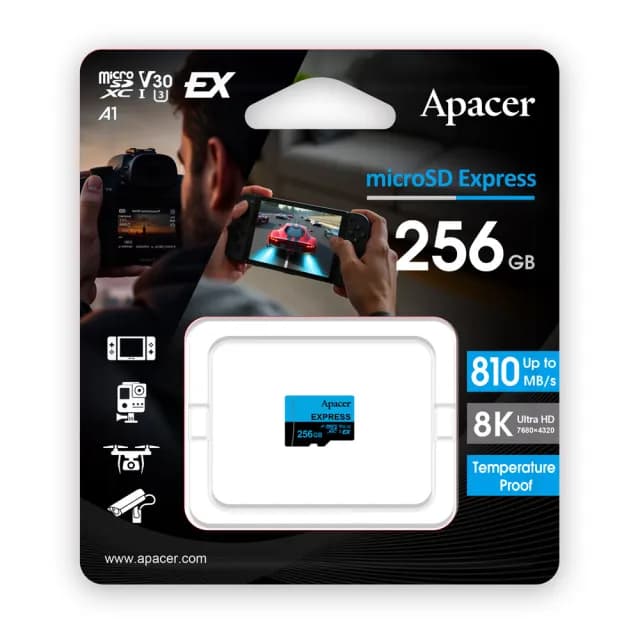 【Apacer 宇瞻】256GB MicroSDXC Express U3 V30 A1高效記憶卡 藍(810MB/s) Switch2可用