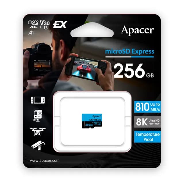 【Apacer 宇瞻】256GB MicroSDXC Express U3 V30 A1高效記憶卡 藍(810MB/s) Switch2可用