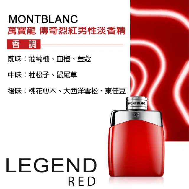 即期品【MONTBLANC 萬寶龍】傳奇烈紅男性淡香精30ml(專櫃公司貨)