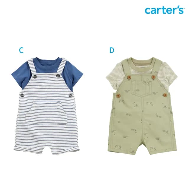 【Carter’s官方授權】精選嬰兒吊帶褲2件組套裝〔上衣/吊帶褲〕－多款任選(原廠公司貨 童裝)