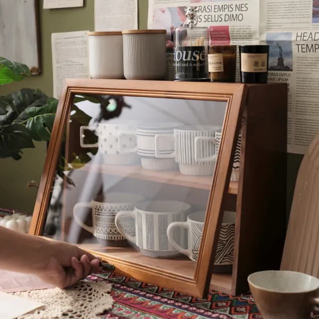 【巨匠】馬克杯架 茶杯櫃 30*23*10cm收納櫃 桌面展示架 茶具展示櫃 水杯展示盒(30*23*10cm收納櫃)