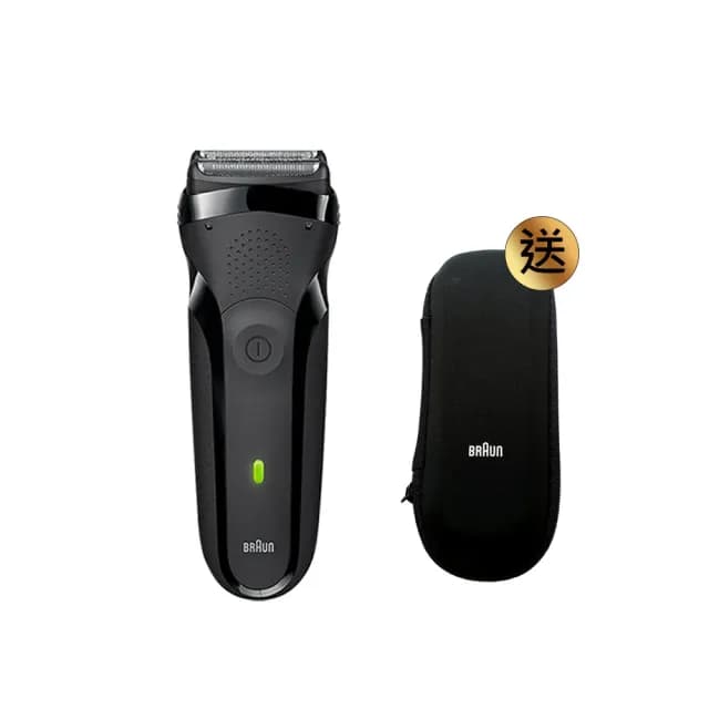 【德國百靈BRAUN】三鋒系列電動刮鬍刀/電鬍刀-黑 充插兩用(300s-B)