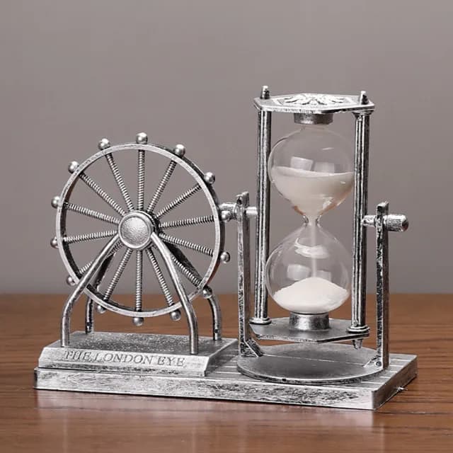 【QLZHS】復古摩天輪流沙沙漏擺件 流沙擺件 復古玻璃沙漏 沙漏計時器(生日禮物 父親節/情人節/畢業禮物)