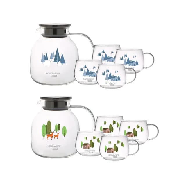 【CorelleBrands 康寧餐具】耐熱玻璃圓壺組-1680ML(兩款可選)