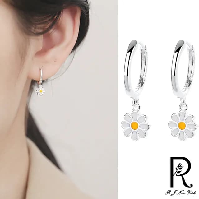 【RJ New York】清新菊花甜美百搭流蘇圈圈時尚耳環(2色可選)
