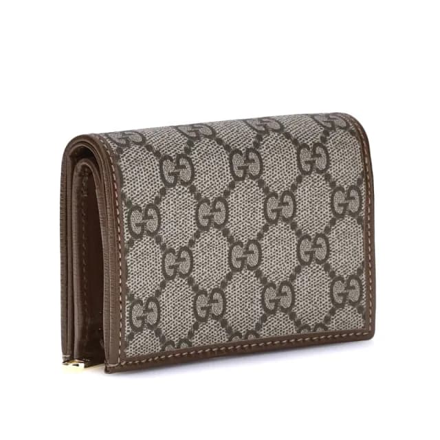 【GUCCI 古馳】Horsebit 1955 馬銜扣 皮革 皮夾 零錢包 短夾 卡夾 米色 烏木色 726846