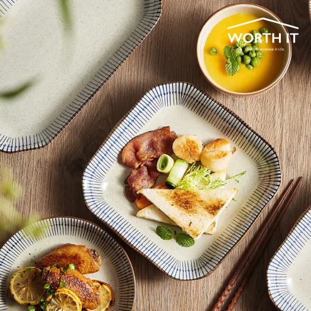 【渥思】藍雨和風手繪盤-8吋(圓盤.方盤.深盤.盤子.陶瓷餐具)