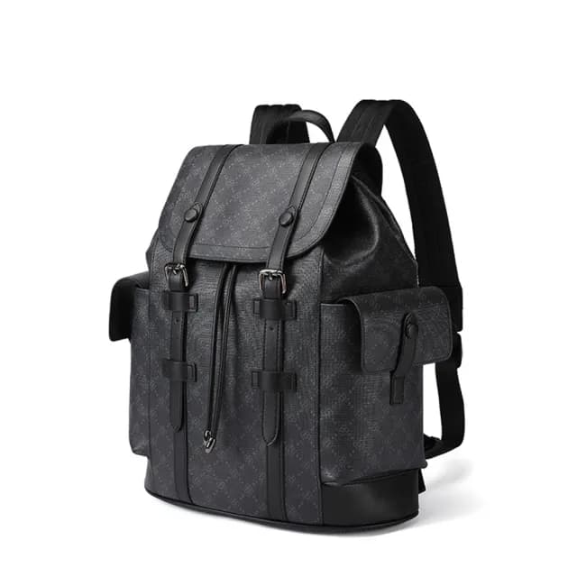 【米蘭精品】現貨+預購 後背包皮革雙肩包(印花潮流時尚大容量男包包父親節情人節生日禮物74cv1)