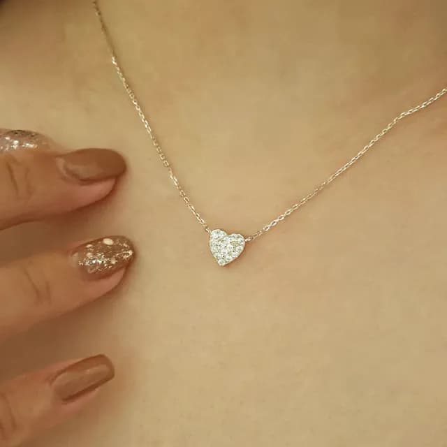 【CReAM】Quilla 925純銀心型愛心碎鑽金色銀色女項鍊(生日 禮物 送禮 禮盒)