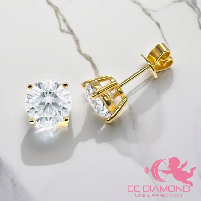 【CC Diamond】IGI培育鑽石 1.5ct加1.5ct經典鑽石耳釘(14K厚金紮實)