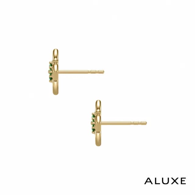 【ALUXE 亞立詩】10K金 綠色沙弗萊石 寶石耳環 金色鏤空 迪士尼 阿拉丁系列 EEDA003