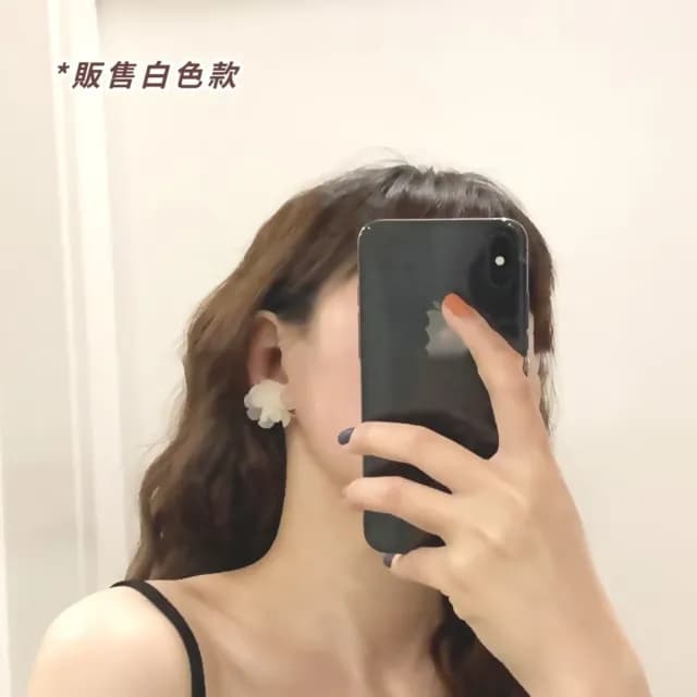 【韓系單品】復古甜美白色花球造型耳環(耳針 耳釘 耳飾 穿搭配件 飾品 復古 洋裝)